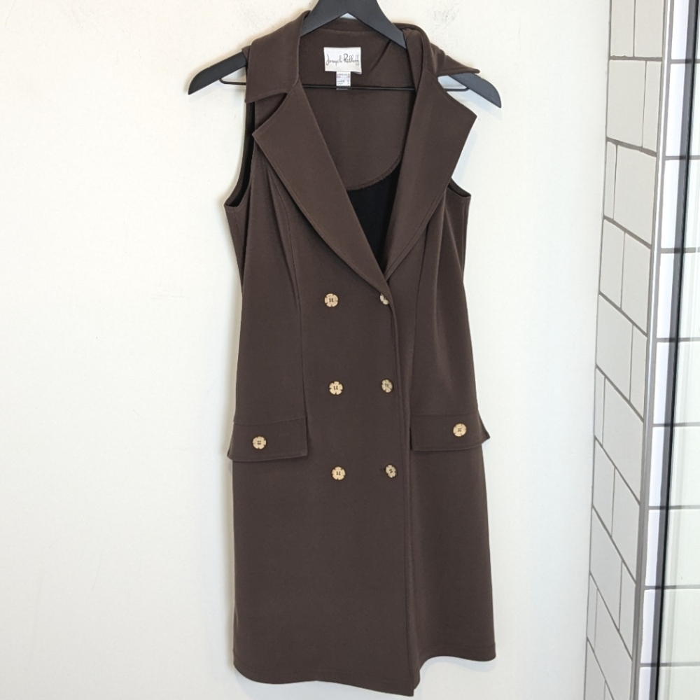 Joseph Ribkoff Brown Women's Classic Old Money Preppy Double Breasted Rumper 6